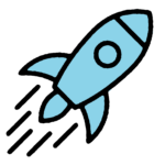 easy launch logo blue rocket